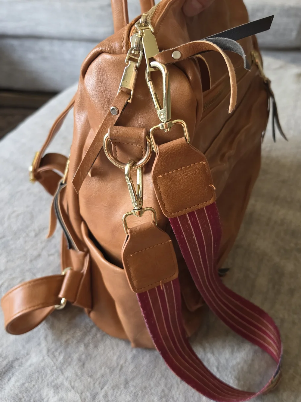 Modern & Chic Brielle Convertible Bag tan faux leather